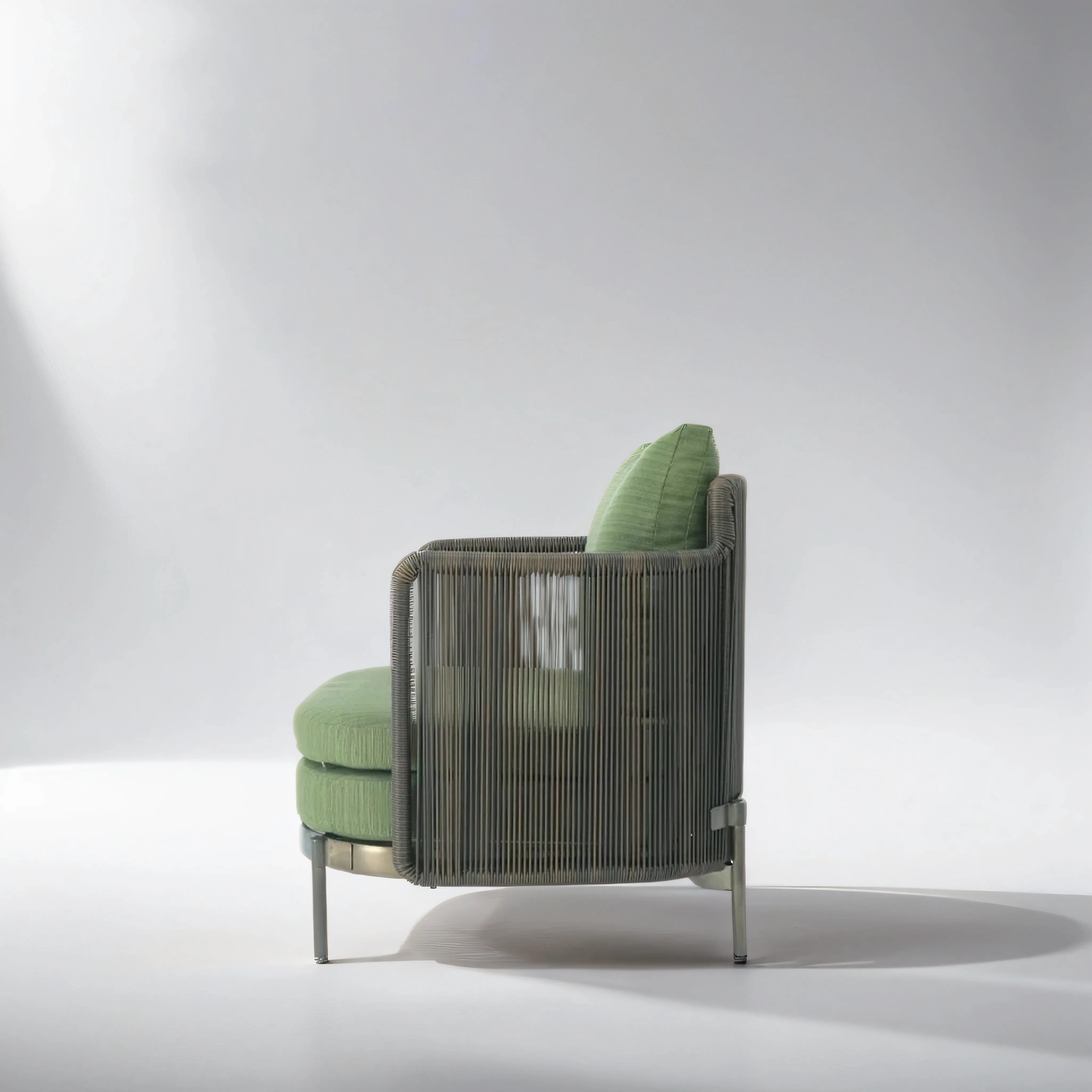 Set of Two Green Armchairs with table