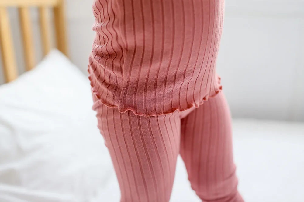 Shirring Dusty Pink Long Sleeve Pajama