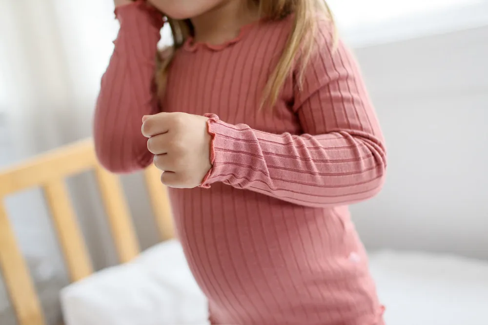 Shirring Dusty Pink Long Sleeve Pajama