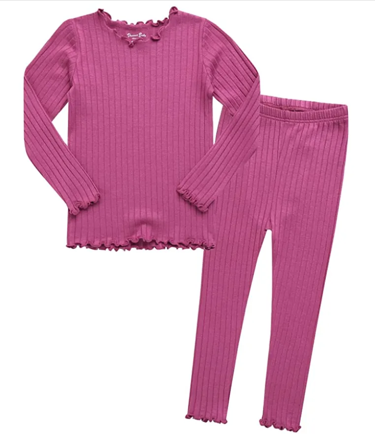 Shirring Purple Pink Long Sleeve Pajama