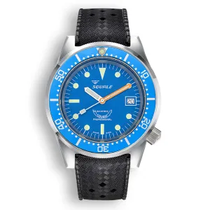 Squale 1521 Swiss Made Divers Watch, Ocean Blue Polished Case - Rubber