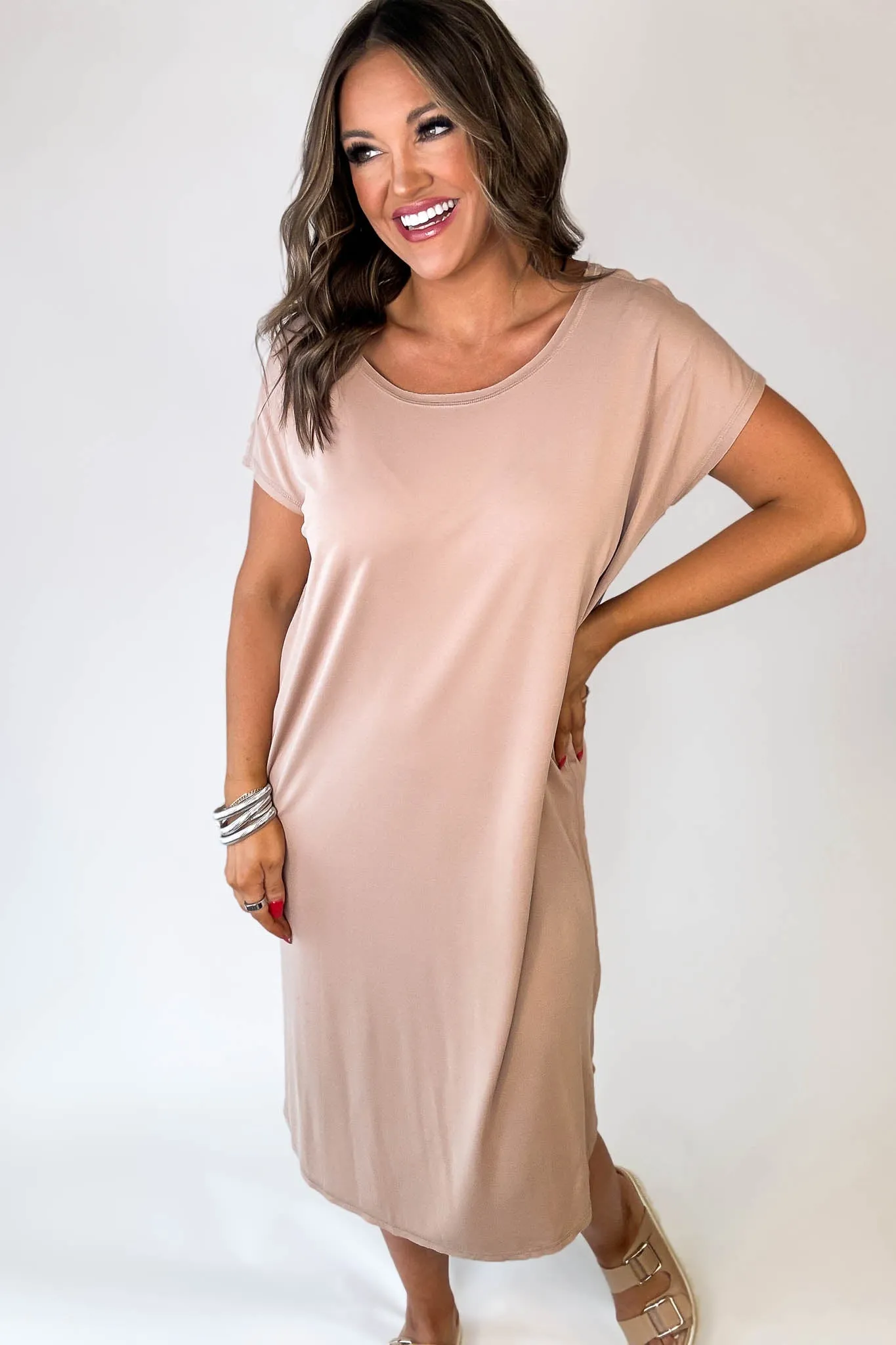 Super Soft Tan Midi Dress