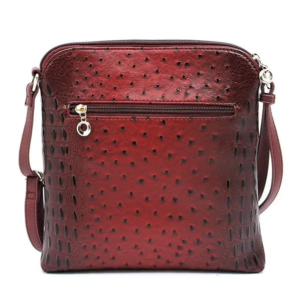 TEEK - Ostrich Croc Zip Tassel Crossbody Bag