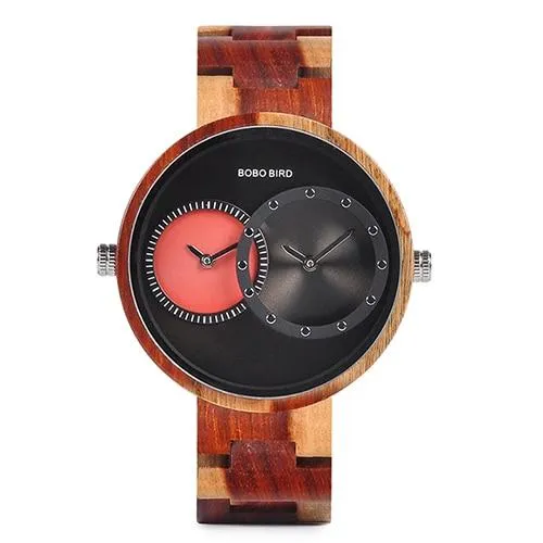 Unisex 2 Time Zone Multi Colour Wooden Watches